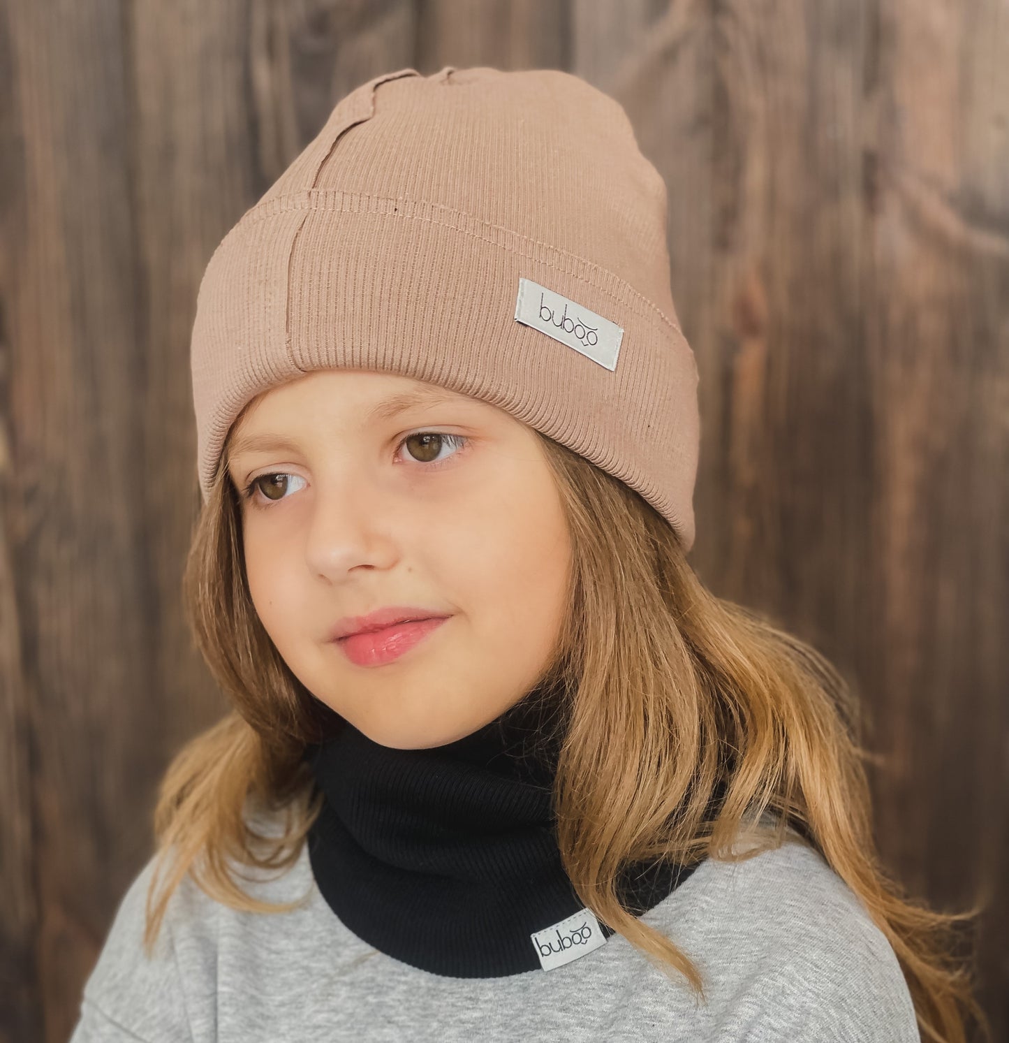 TRENDY Double-Layer Ribbed Cotton Kids Beanie – Cocoa | Autumn/Spring Hat – BUBOO
