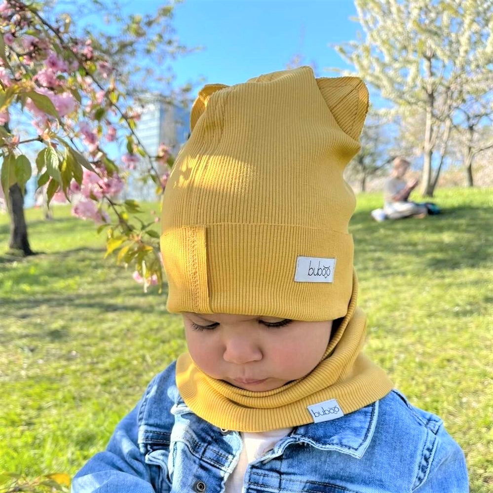 Kids snood scarf for spring fall - Mustard