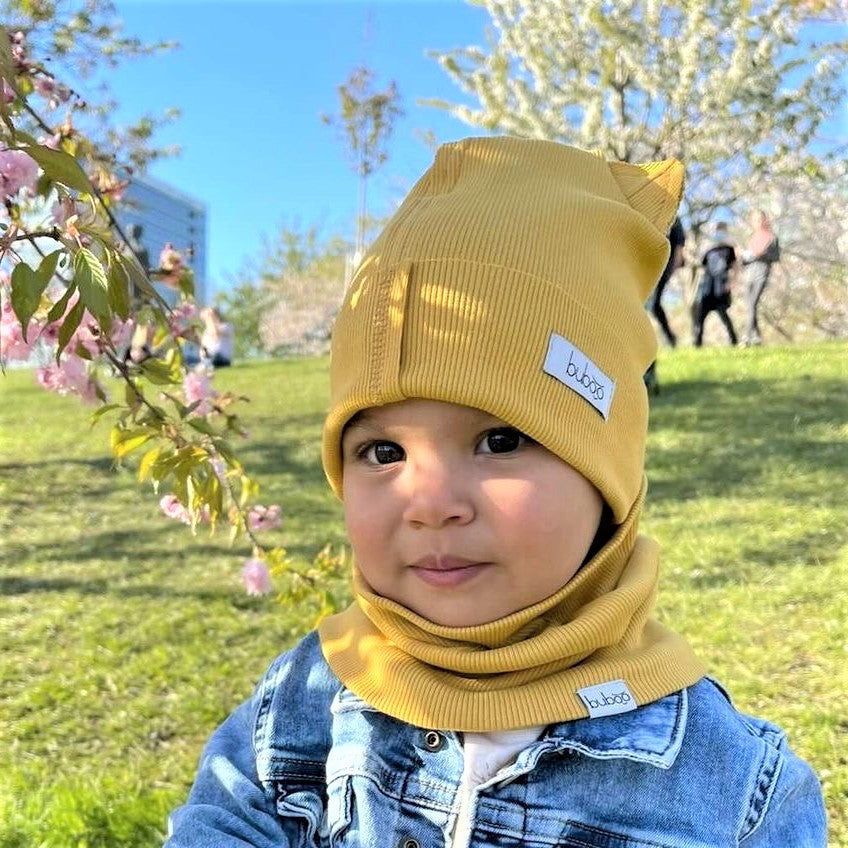 Kids snood scarf for spring fall - Mustard