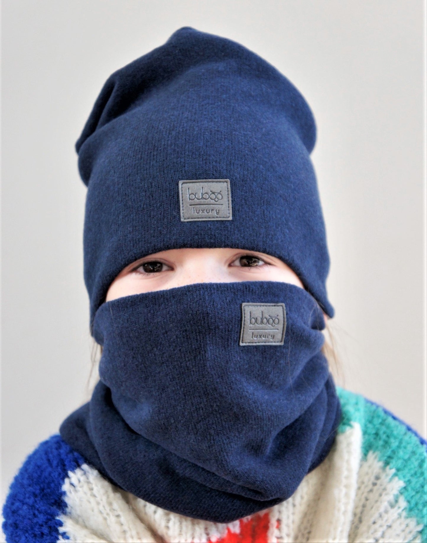 Kids snood scarf for fall winter spring BUBOO luxury - Blue