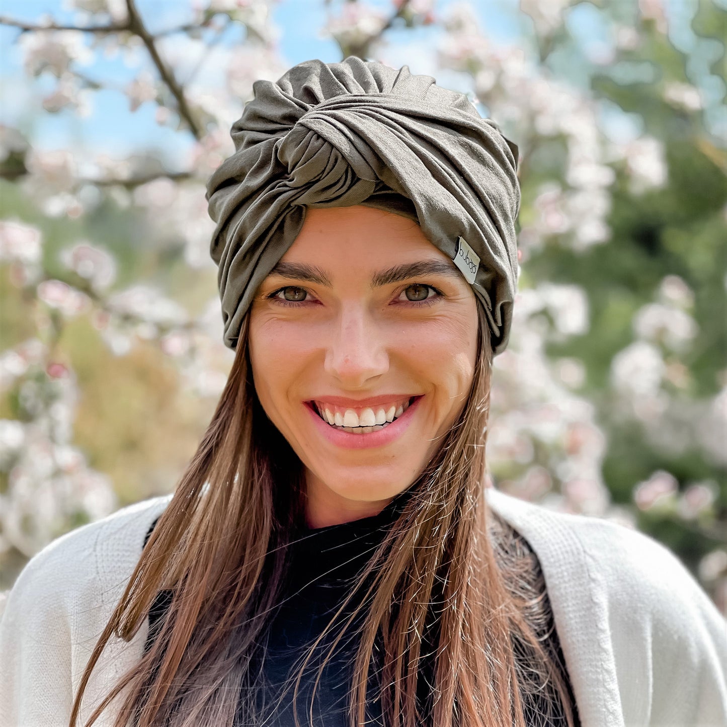 Summer thin beanie turban KNOT - Chaki