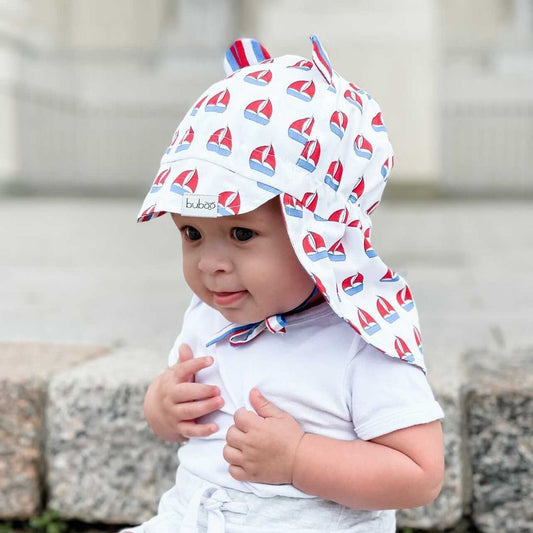BEAR summer kids beanie with visor  laces and neck protection (100% cotton) - ship