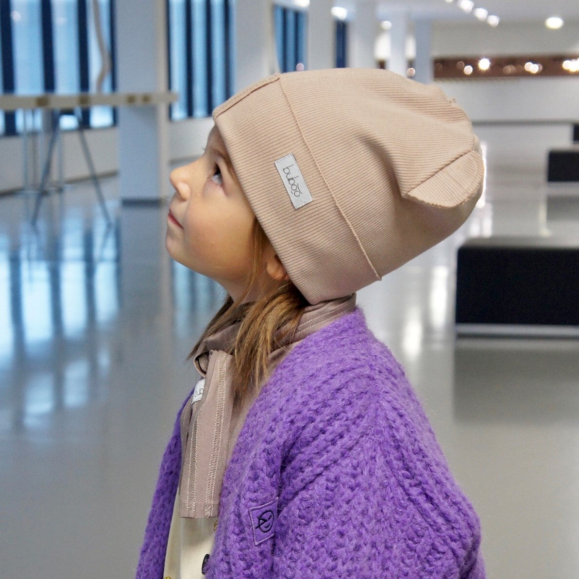 BEAR Cotton Baby Beanie with Teddy Ears – Cocoa | Ribbed One Layer Hat – BUBOO