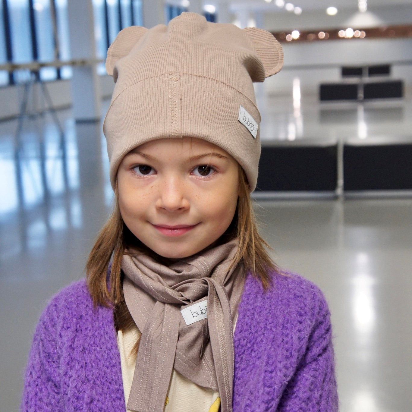 BEAR Cotton Baby Beanie with Teddy Ears – Cocoa | Ribbed One Layer Hat – BUBOO