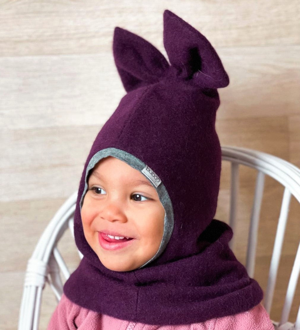Stylish fall winter mohera wool kids helmet FASHIONISTA purple
