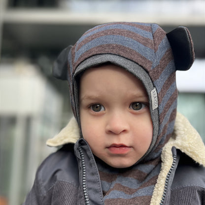 Rudens/pavasario vaikiškas šalmukas BEAR dryžuotas