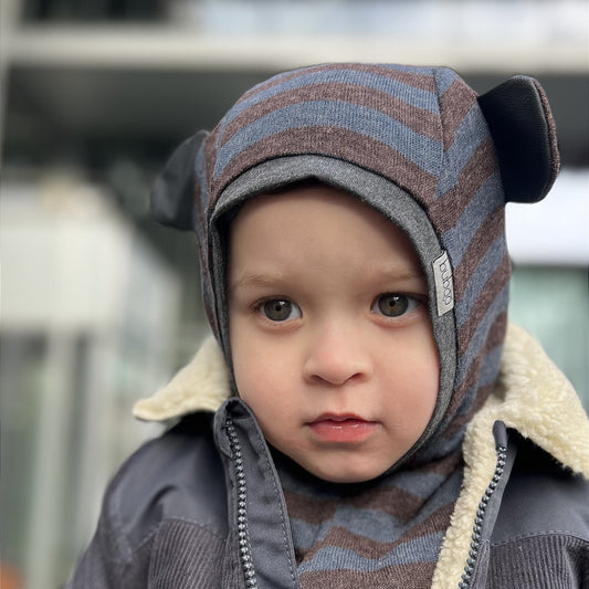 Rudens/pavasario vaikiškas šalmukas BEAR dryžuotas