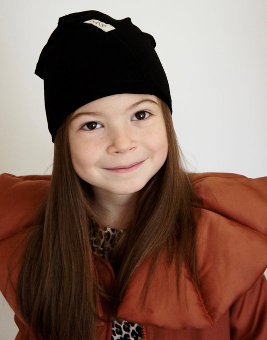 Kids double-layer cotton beanie UPSIDEDOWN – Charcoal Black