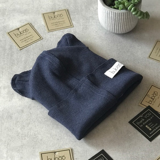 BEAR Blueberry Double Cotton Beanie with Teddy Ears