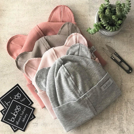 BEAR Mist Cotton Beanie with Teddy Ears