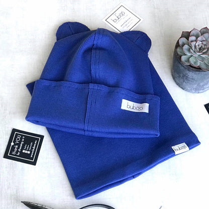 BEAR Cornflower Cotton Beanie with Teddy Ears
