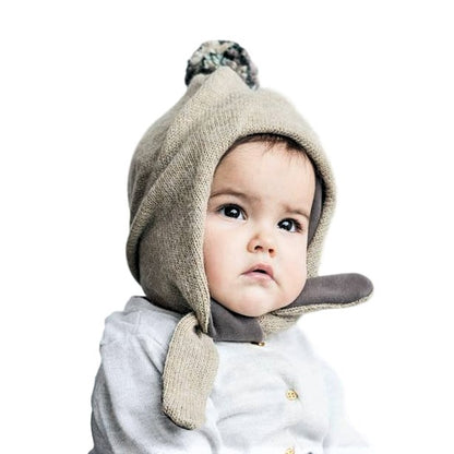 POMPOM winter double layered wool beanie sand