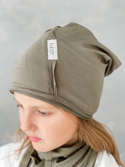 Kids double-layer cotton beanie UPSIDEDOWN – Khaki