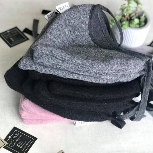 Kids mohera wool beanie with straps for autumn/winter DROP black