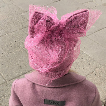Extremely stylish girl beanie with a tulle FASHIONISTA pink