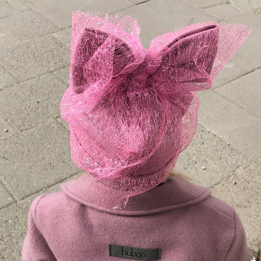 Extremely stylish girl beanie with a tulle FASHIONISTA pink