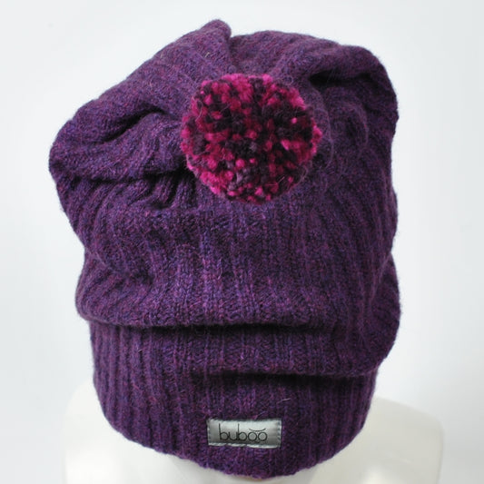 GNOM double layered wool beanie eggplant