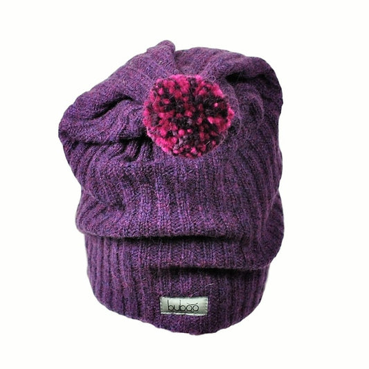 GNOM double layered wool beanie eggplant