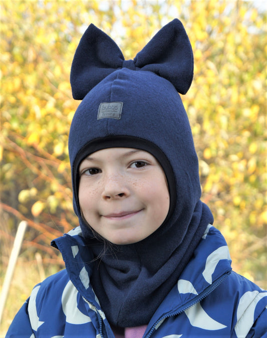Luxury Fashionista Cotton Girls Balaclava – Blue | Autumn/Winter/Spring Hat – BUBOO