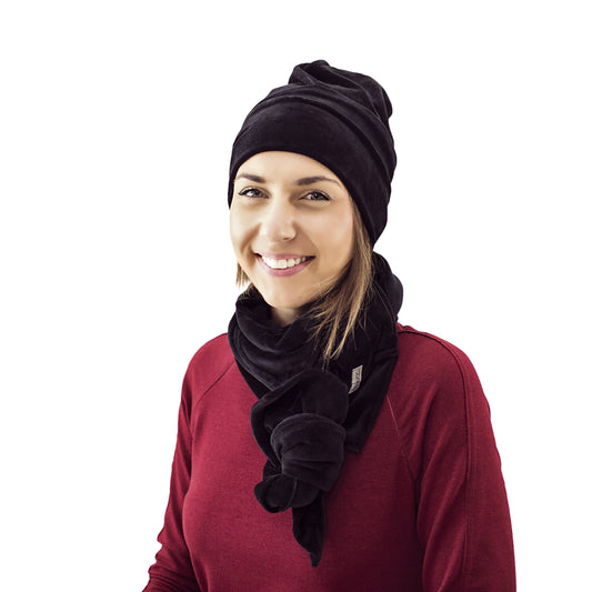 SCREWcz double layered velour beanie charcoal  black