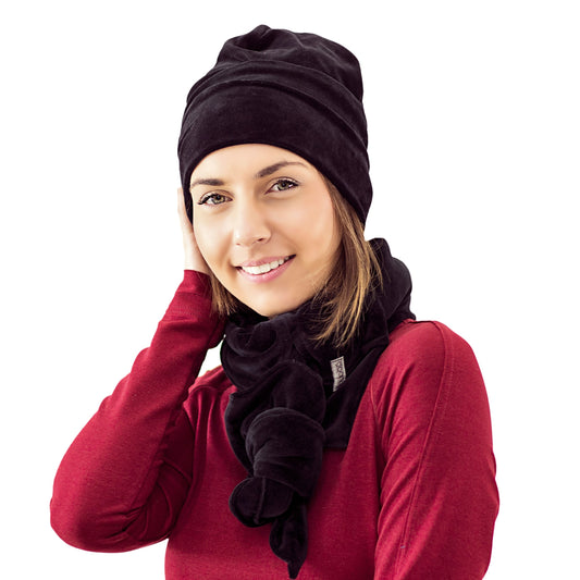 SCREWcz double layered velour beanie charcoal  black