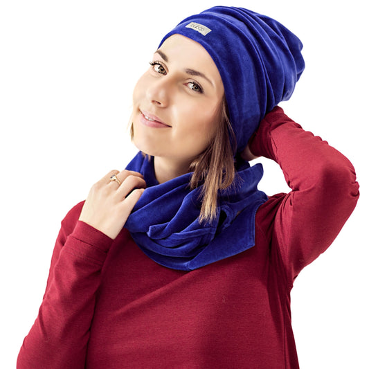 SCREWcz double layered velour beanie corn flower