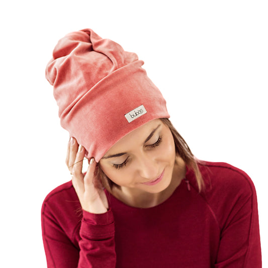 SCREWcz double layered velour beanie coral