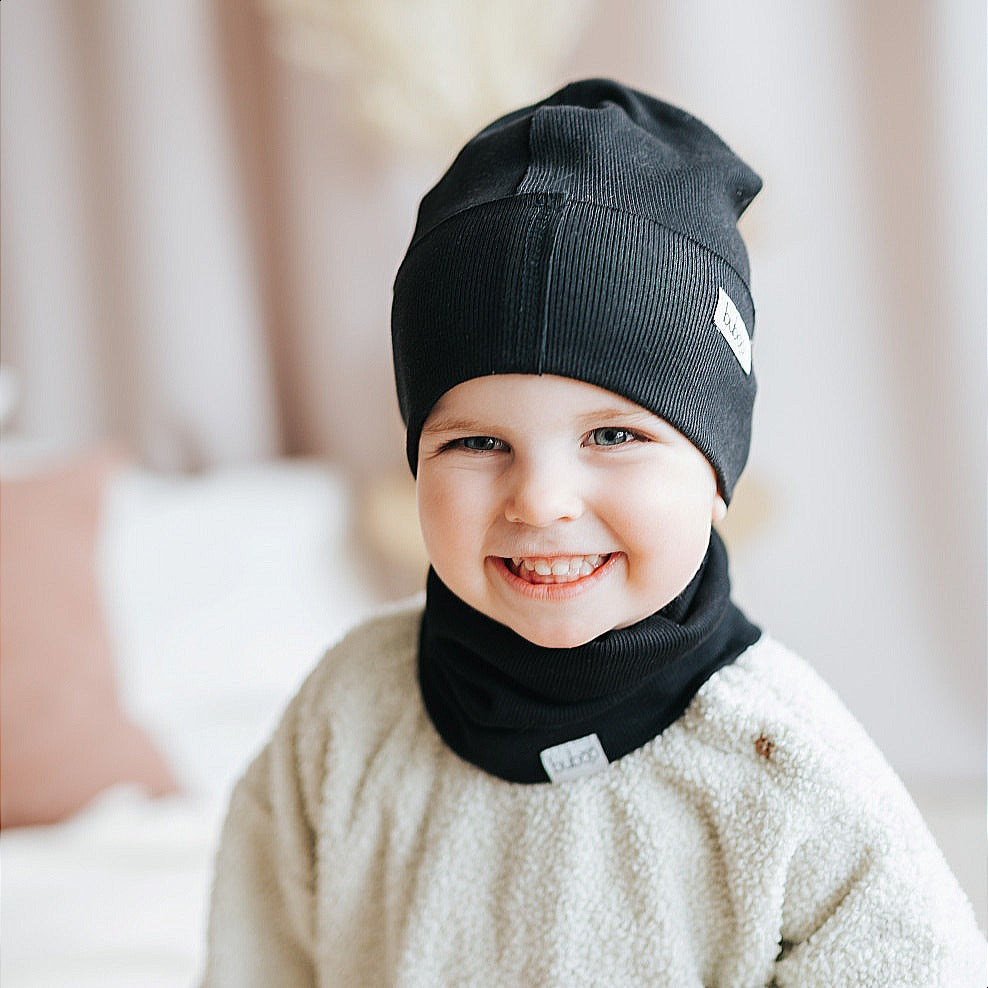 Kids snood scarf for spring  fall - Black