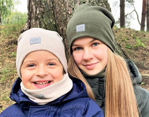 Kids snood scarf for fall  winter  spring BUBOO luxury - Latte