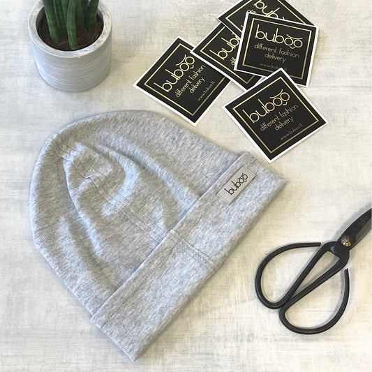 TRENDY Ribbed Cotton Kids Beanie – Light Grey Sparkling | Spring/Autumn Hat – BUBOO