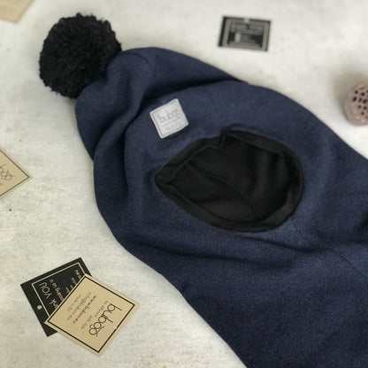 Vaikiškas šalmukas rudeniui žiemai pavasariui BUBOO luxury su bumbulu - Mėlyna