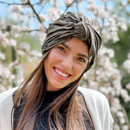 Summer thin beanie turban KNOT - Cocoa
