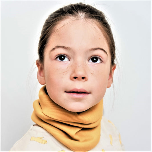 Kids snood scarf for spring  fall - Mustard