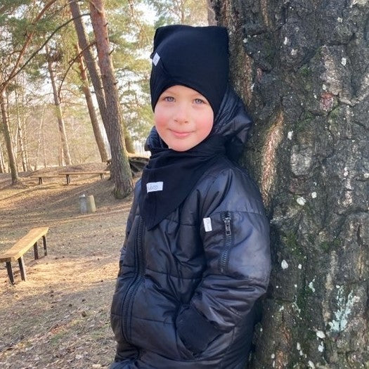 Kids double-layer cotton beanie UPSIDEDOWN – Charcoal Black
