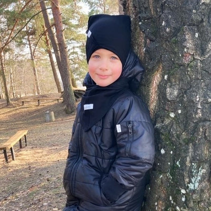 Kids double-layer cotton beanie UPSIDEDOWN – Charcoal Black