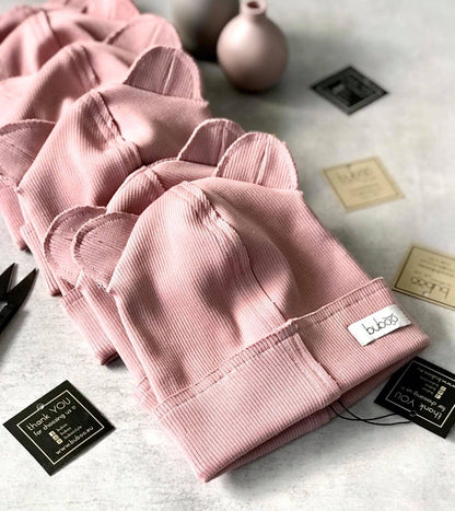 BEAR Ash Rose Double Cotton Beanie with Teddy Ears