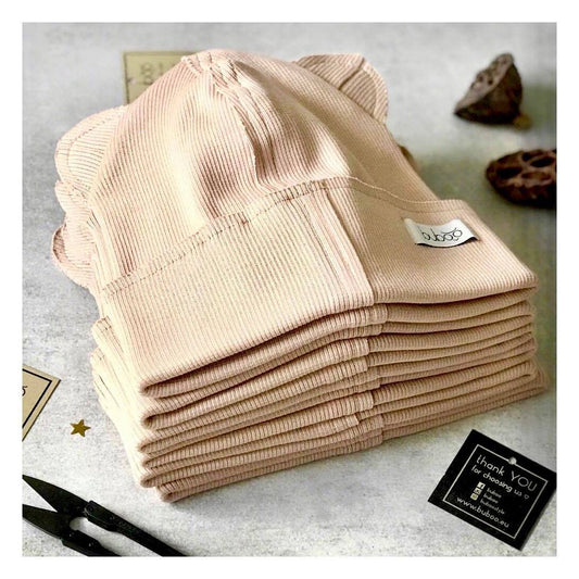 BEAR Beige Cotton Beanie with Teddy Ears