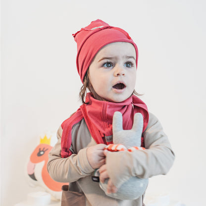 Kids thin cotton beanie UPSIDEDOWN – Raspberry
