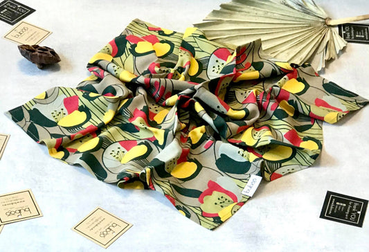 Woman's silk/viscose  scarf MEADOW FLOWER GARDEN