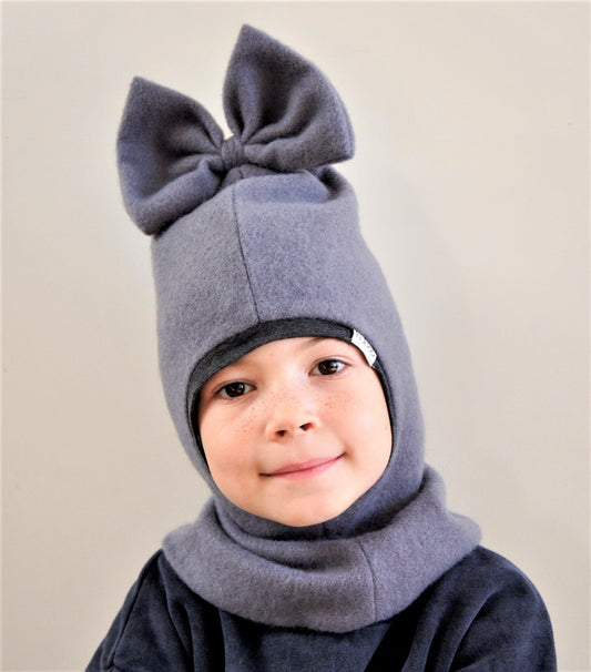 Stylish fall winter mohera wool kids helmet FASHIONISTA grey