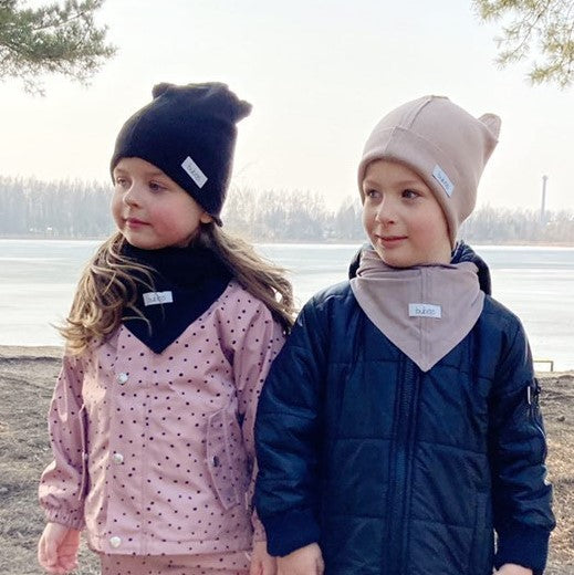 BEAR Dark blue Double Cotton Beanie with Teddy Ears