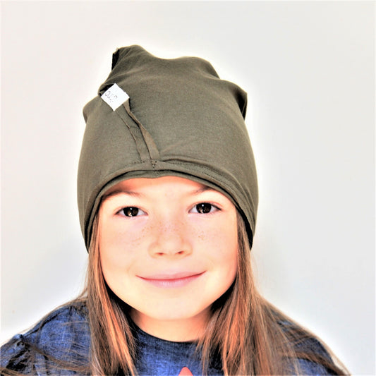 Kids double-layer cotton beanie UPSIDEDOWN – Khaki