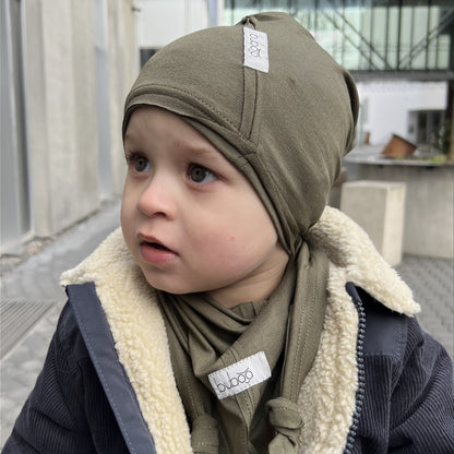 Kids double-layer cotton beanie UPSIDEDOWN – Khaki