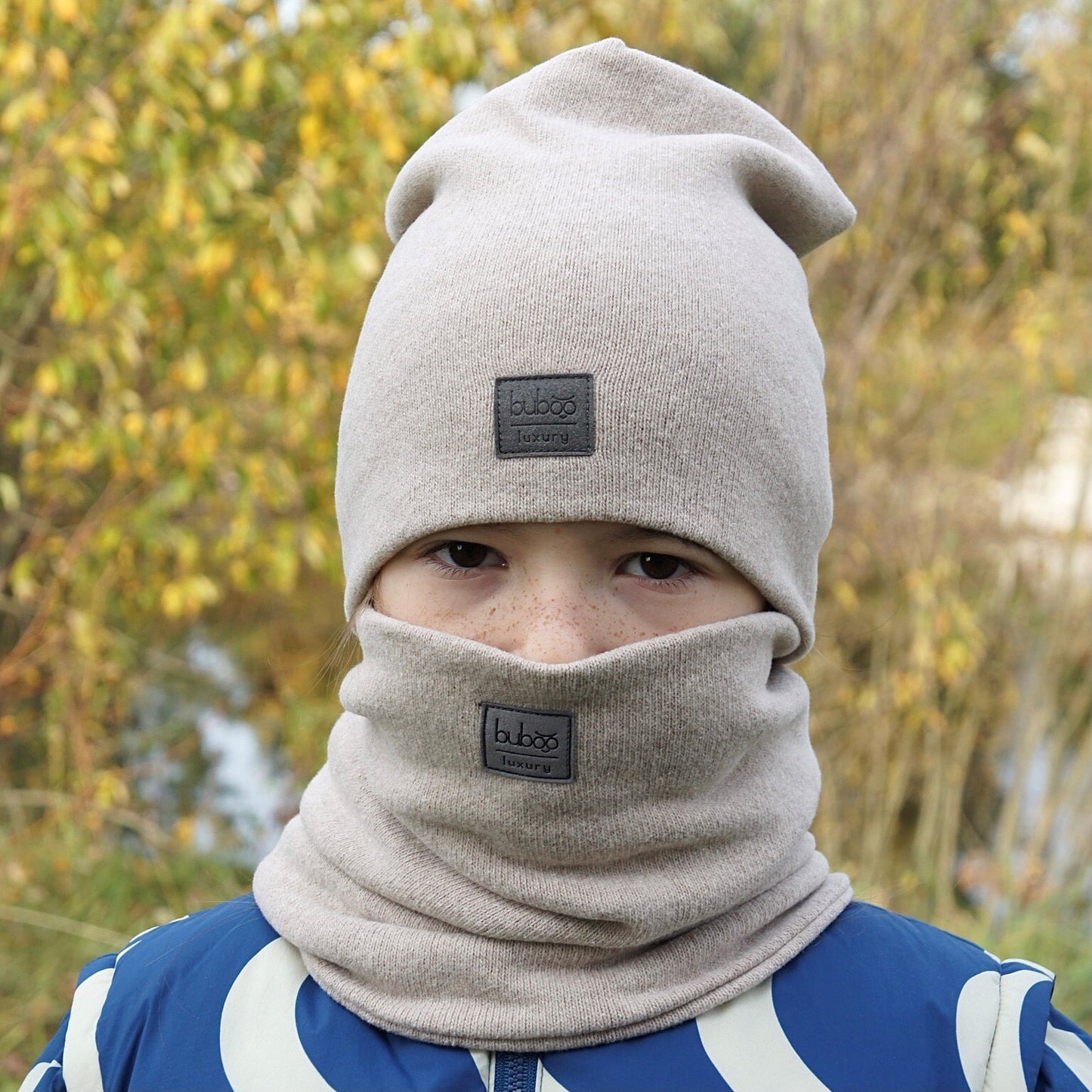 Kids snood scarf for fall  winter  spring BUBOO luxury - Latte