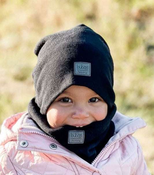 Kids snood scarf for fall  winter  spring BUBOO luxury - Black