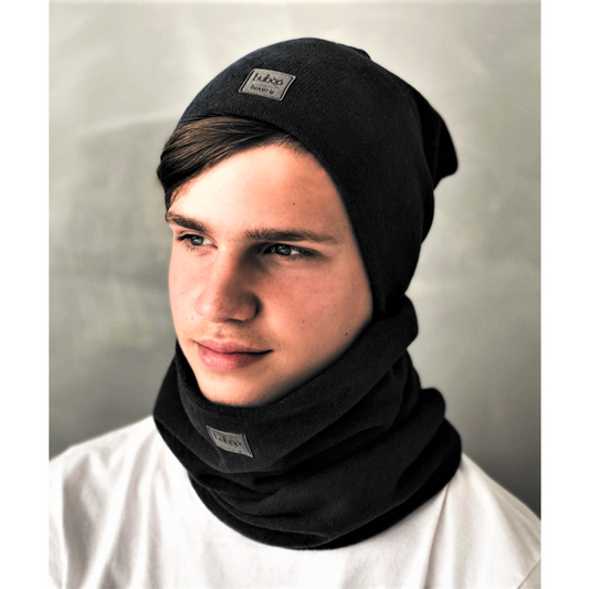 Kids snood scarf for fall  winter  spring BUBOO luxury - Black