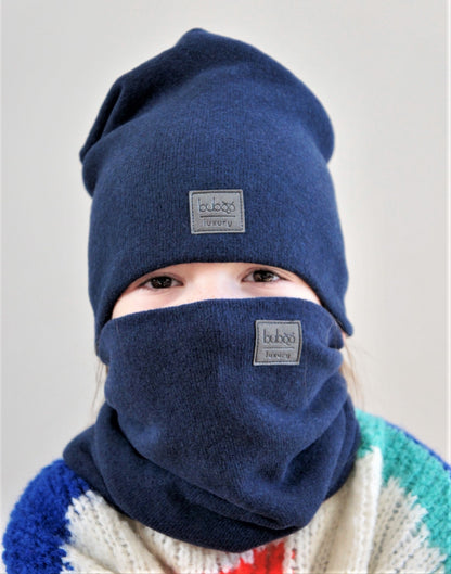 Kids snood scarf for fall  winter  spring BUBOO luxury - Blue