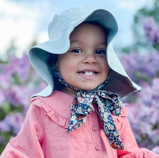 Impressive kids softened linen HAT with silky ribbons Mint