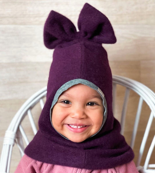 Stylish fall winter mohera wool kids helmet FASHIONISTA purple