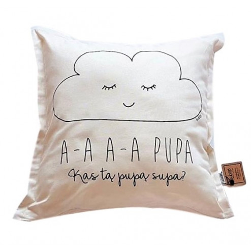 Interior pillow with print AA PUPA, champagne